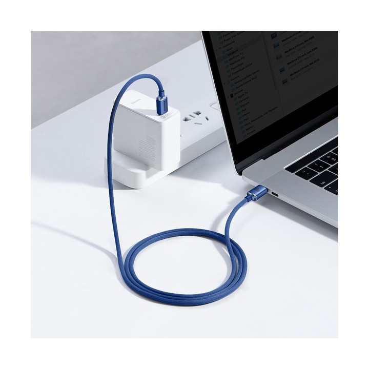 Baseus Crystal Shine Braided USB 2.0 Cable USB-C male - USB-C male Μπλε 1.2m (CAJY000603)