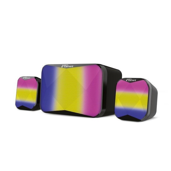 Element SP-150 v2.0 Ηχεία Υπολογιστή 2.1 με RGB Φωτισμό και Ισχύ 5W σε Μαύρο Χρώμα