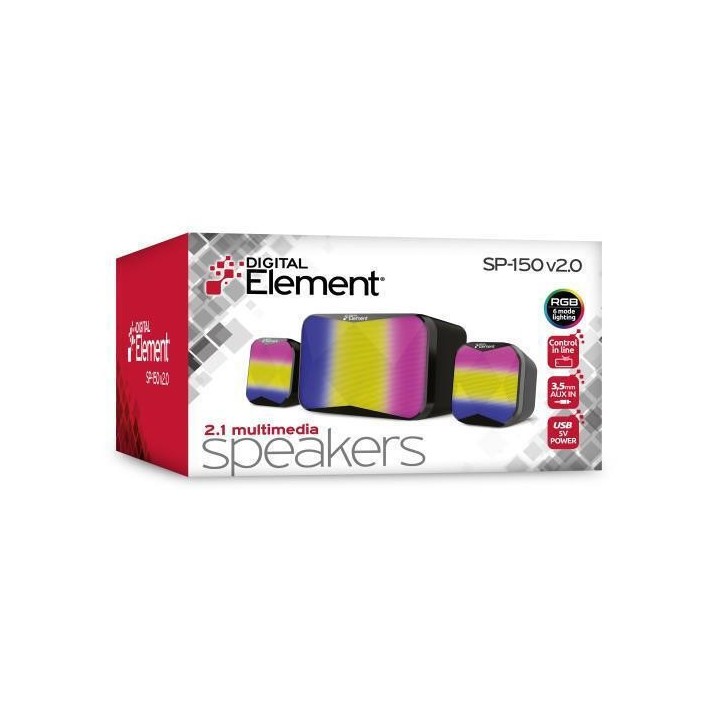 Element SP-150 v2.0 Ηχεία Υπολογιστή 2.1 με RGB Φωτισμό και Ισχύ 5W σε Μαύρο Χρώμα