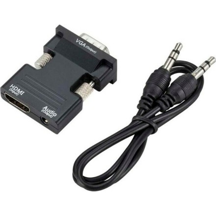 POWERTECH αντάπτορας HDMI (F) σε VGA (M) CAB-H120 με audio, μαύρο