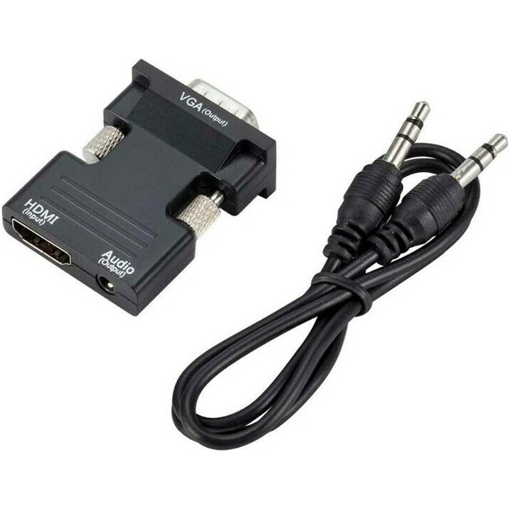 POWERTECH αντάπτορας HDMI (F) σε VGA (M) CAB-H120 με audio, μαύρο