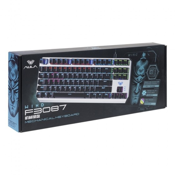 Aula F3087 Gaming Μηχανικό Πληκτρολόγιο Tenkeyless με Custom Blue διακόπτες και RGB φωτισμό (Αγγλικό US) Λευκό(6146)