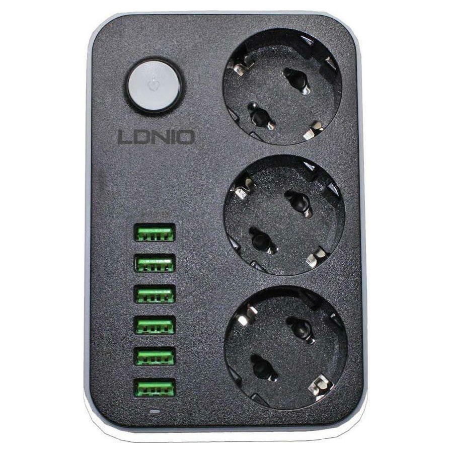 Ldnio SC3631 Πολύπριζο 3 Θέσεων με Διακόπτη, 6 USB και Καλώδιο 1.6m Μαύρο(14365)