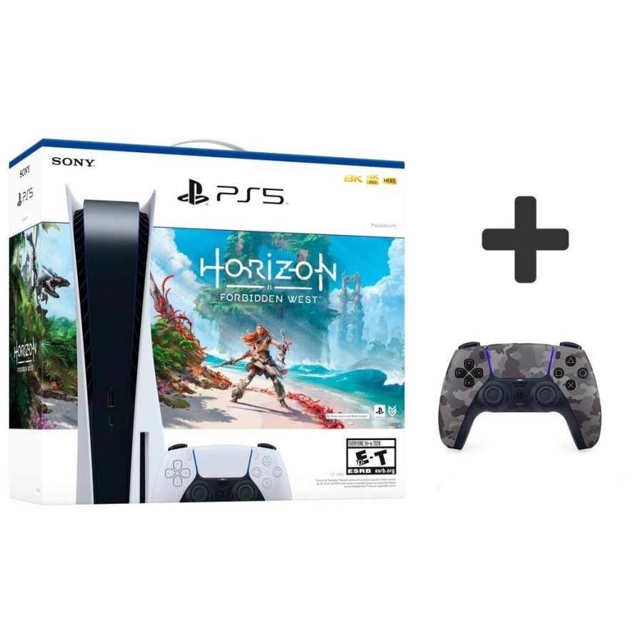 Sony PlayStation 5 Disk Edition Horizon Forbidden West (Voucher) (Official Bundle)+Sony Wireless Controller Grey Camouflage