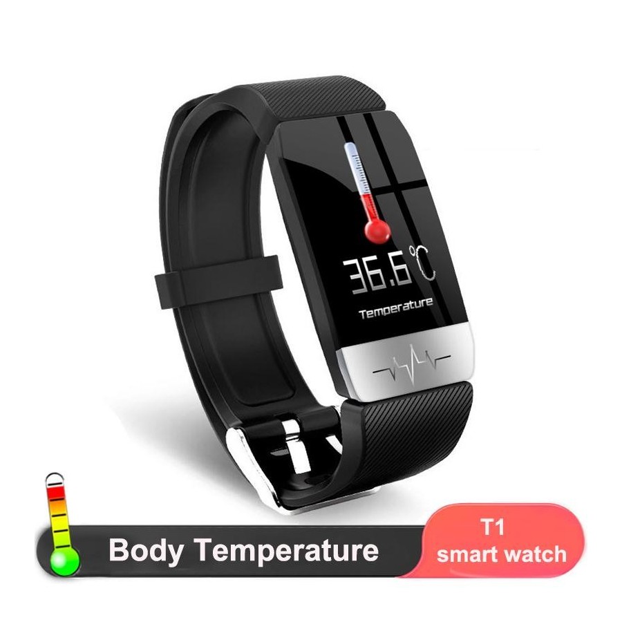 Smart Watch, T1S ECG Body Temperature Heart Rate Monitor Call Reminder Fitne(73082)ss Bracelet Smartwatch for Android iOS Black