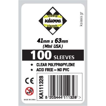 Kaissa 100 Θήκες Για Κάρτες Sleeves Μέγεθος Mini USA 41x63mm(KA111328)