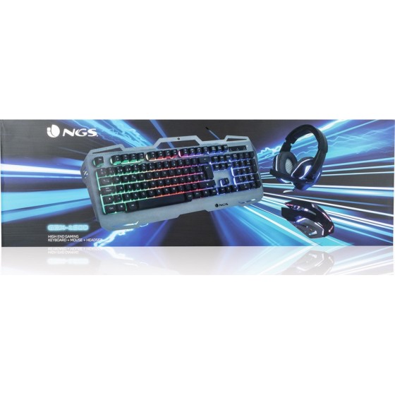 NGS GBX-1500 Combo Σετ Gaming Πληκτρολόγιο με διακόπτες και RGB φωτισμό & Ποντίκι (Αγγλικό US) Γκρι