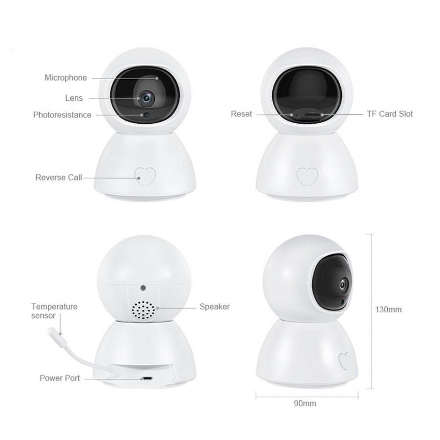 Smart security camera Tuya PST-BM289, Babyphone, 2.0Mp, Indoor, Wi-Fi, Tuya Smart, White (91026)