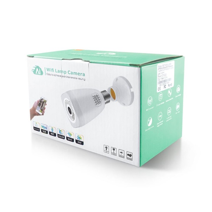 Smart security camera No brand PST-F30A-3MP, 3.0Mp, Fisheye, For socket E27, Wi-Fi, Tuya Smart, White(91030)