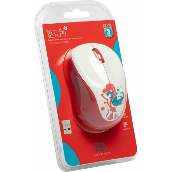 Fude V10 Ασύρματο Ποντίκι Λευκό-Κόκκινο USB