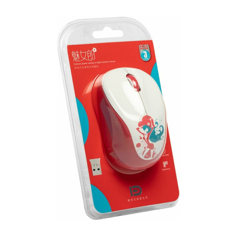 Fude V10 Ασύρματο  Ποντίκι Λευκό-Κόκκινο USB