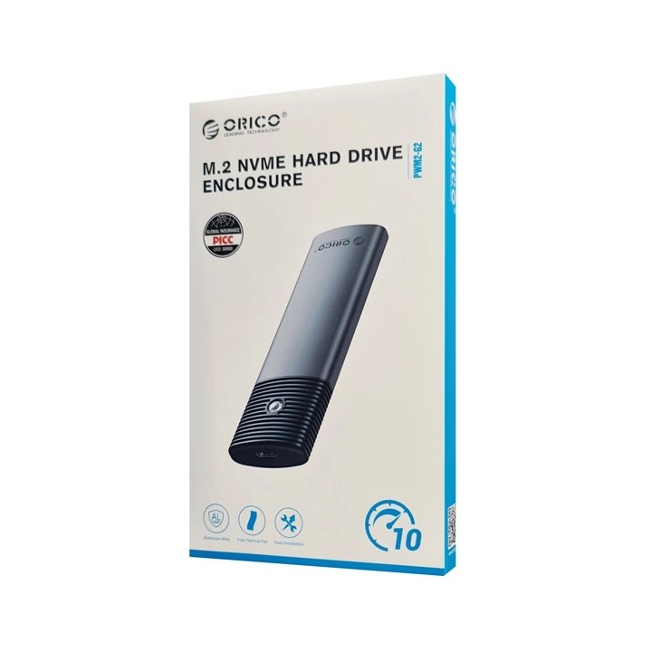 ORICO θήκη για Μ.2 NVMe SSD PWM2-G2-BK-EP, 10Gbps, έως 4TB, μαύρη