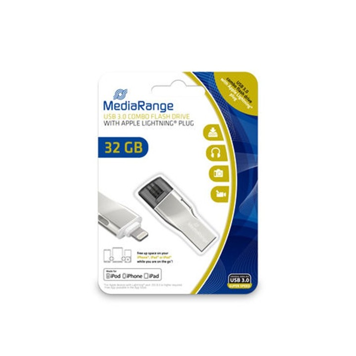 MediaRange USB 3.0 Combo Flash Drive with Apple Lightning plug 32GB (MR982)