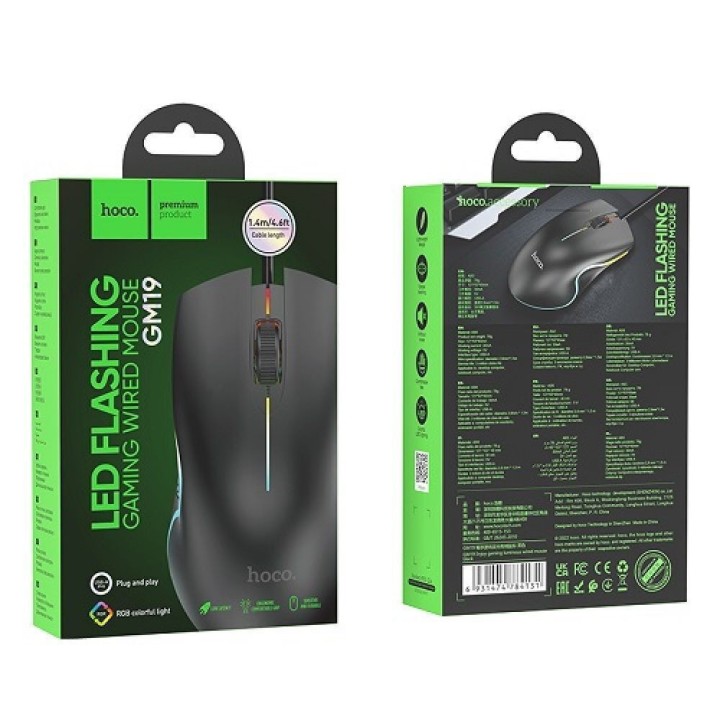Hoco GM19 RGB Gaming Ποντίκι Μαύρο