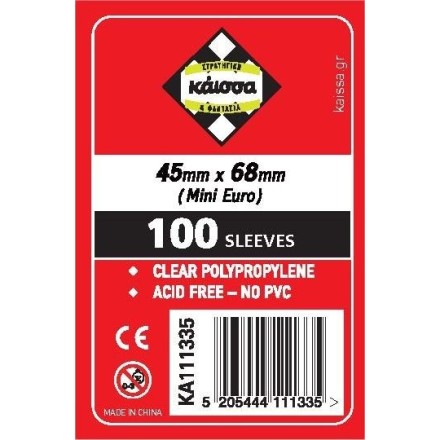 Kaissa 100 Θήκες Για Κάρτες Sleeves Μέγεθος Mini Euro 45x68mm