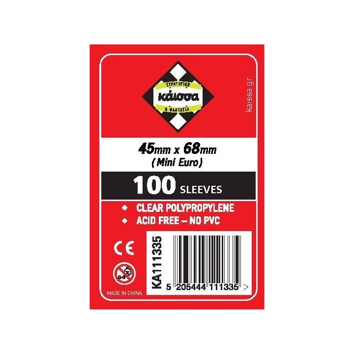 Kaissa 100 Θήκες Για Κάρτες Sleeves Μέγεθος Mini Euro 45x68mm