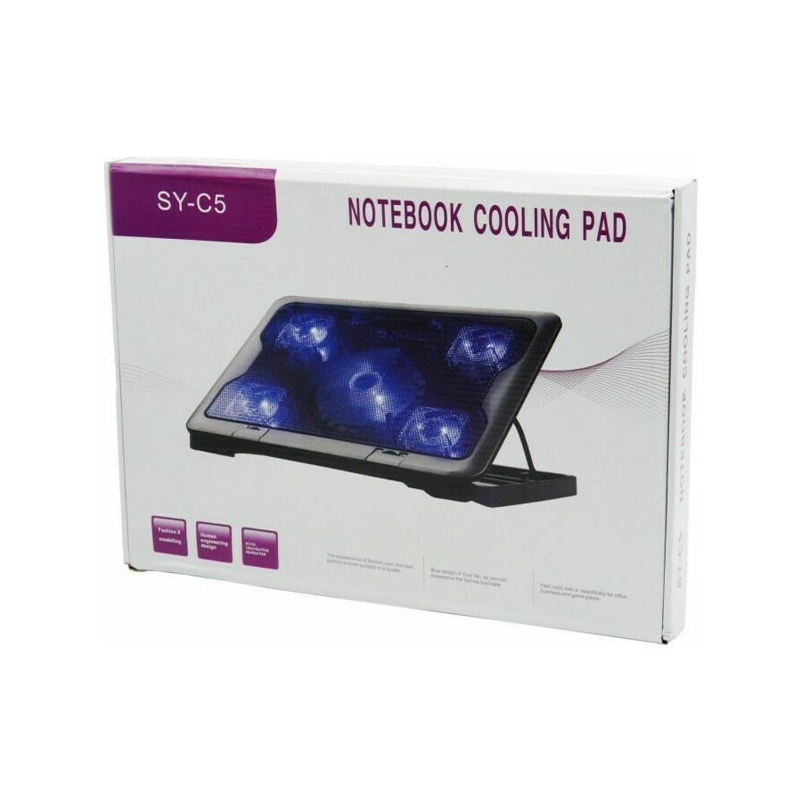 TY-SY-C5 Cooling Pad για Laptop έως 15.6" με 5 Ανεμιστήρες και Φωτισμό