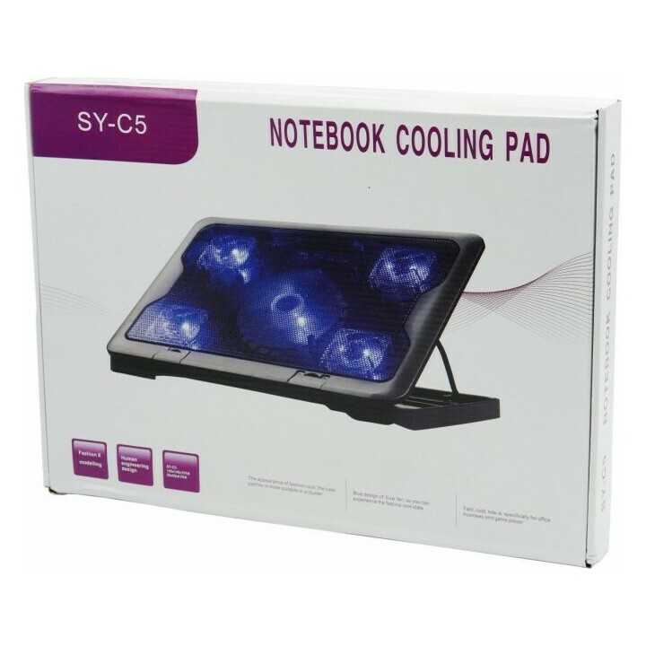 TY-SY-C5 Cooling Pad για Laptop έως 15.6" με 5 Ανεμιστήρες και Φωτισμό
