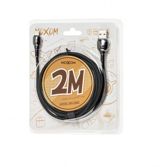 Καλώδιο Σύνδεσης/Φόρτισης Moxom Braided Cable Micro-usb 2.4A (2m) MX-CB42 Μαύρο