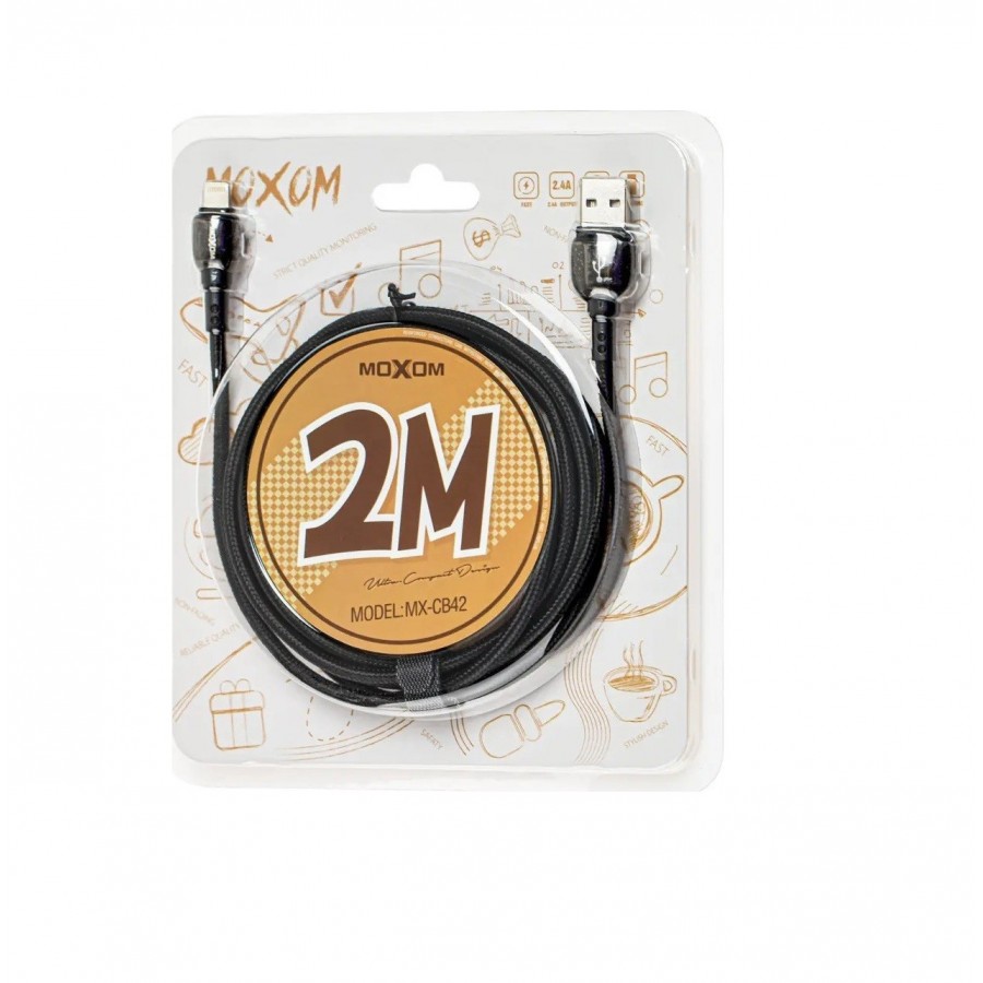 Καλώδιο Σύνδεσης/Φόρτισης Moxom Braided Cable Micro-usb 2.4A (2m) MX-CB42 Μαύρο