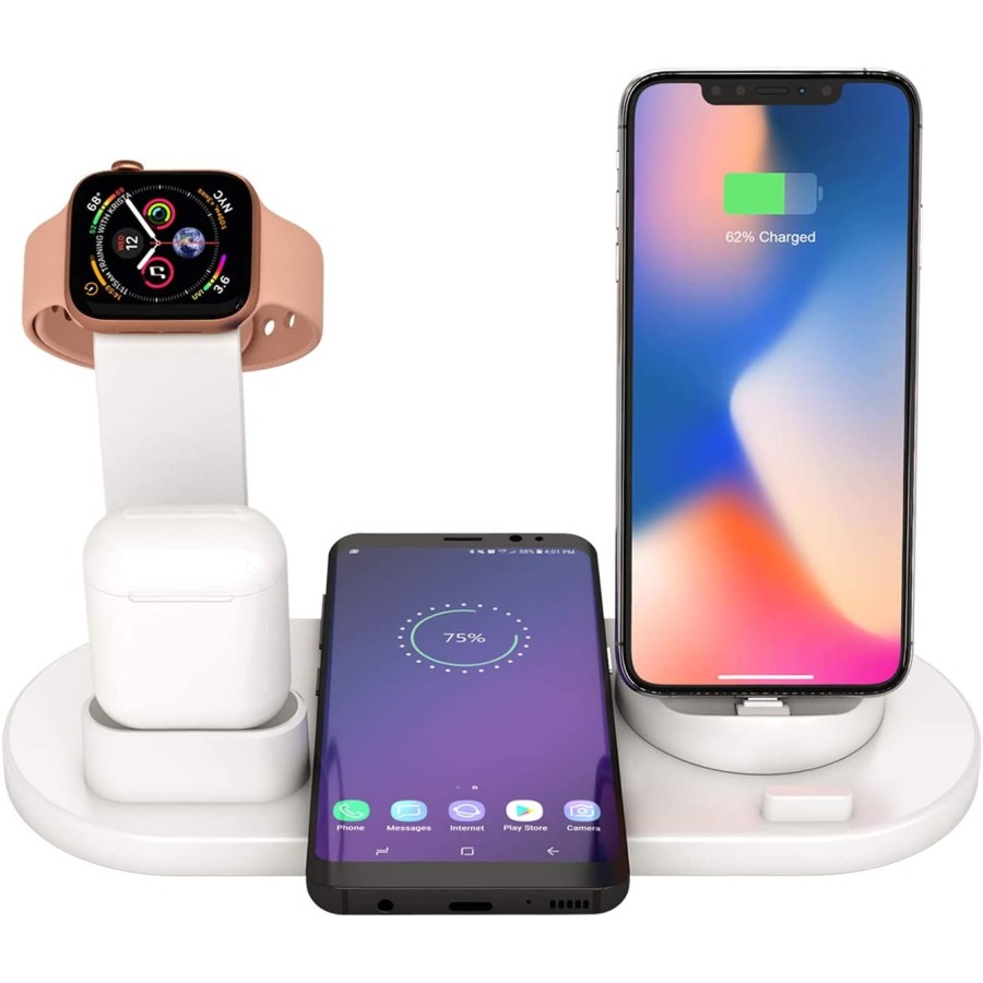 Wireless Charger Stand, 6 in 1 Multi-Function White