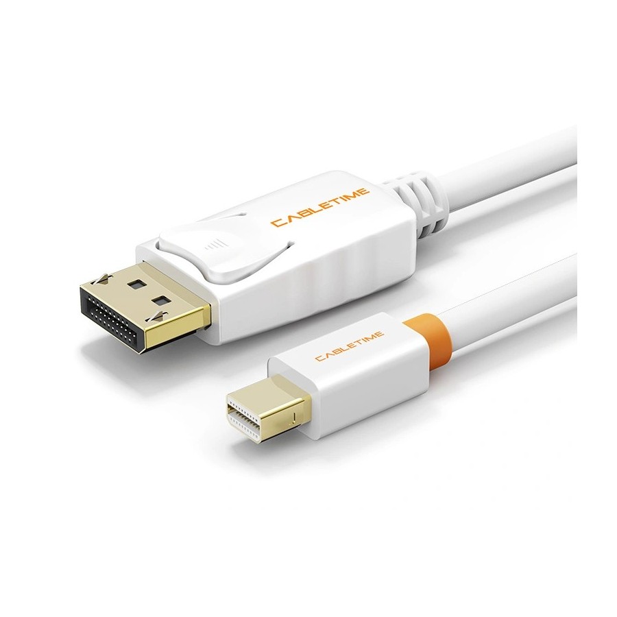 CABLETIME καλώδιο Mini DisplayPort σε DisplayPort AV588, 4K, 1.8, λευκό