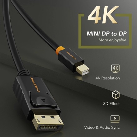CABLETIME καλώδιο Mini DisplayPort σε DisplayPort AV588, 4K, 1.8, λευκό