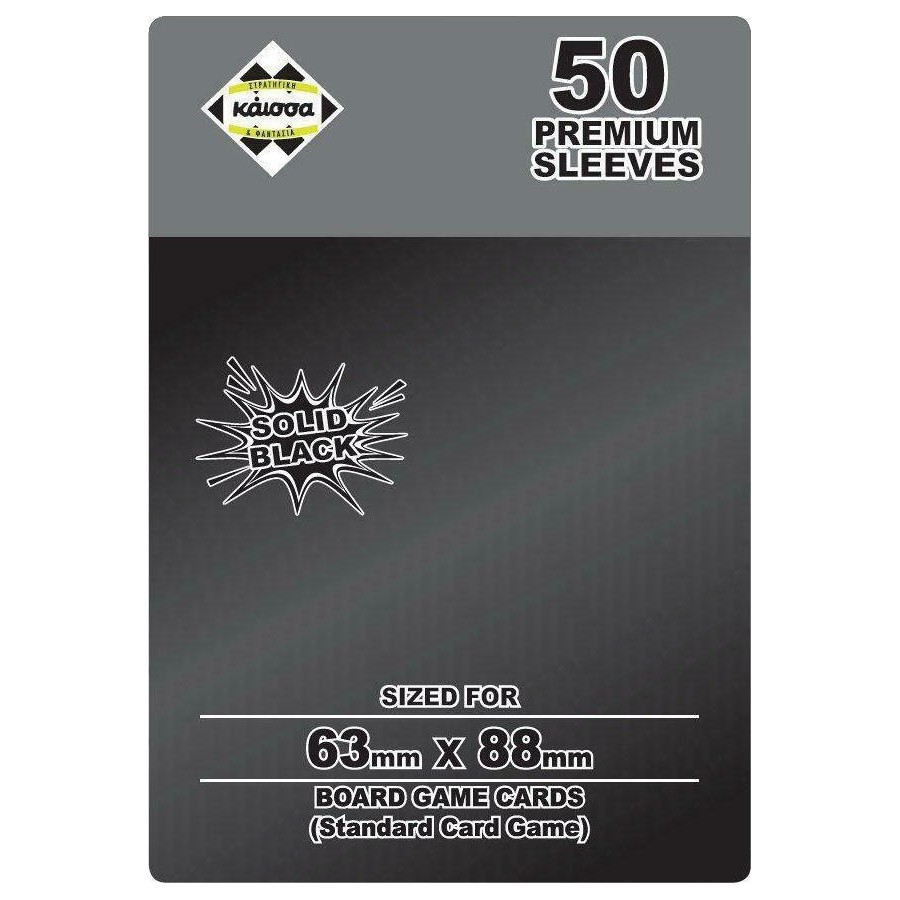 Kaissa Standard Card Sleeves Θήκες για Κάρτες 63mmx88 Solid Black 50τμχ(KA113797)