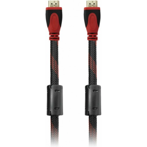 De Tech HDMI 1.4 Braided Cable HDMI male - HDMI male 20m Κόκκινο (18312)