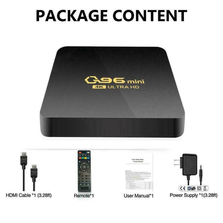 TV Box Q96 Mini 4K UHD με WiFi USB 2.0 8GB RAM και 128GB Αποθηκευτικό Χώρο με Λειτουργικό Android 10.0