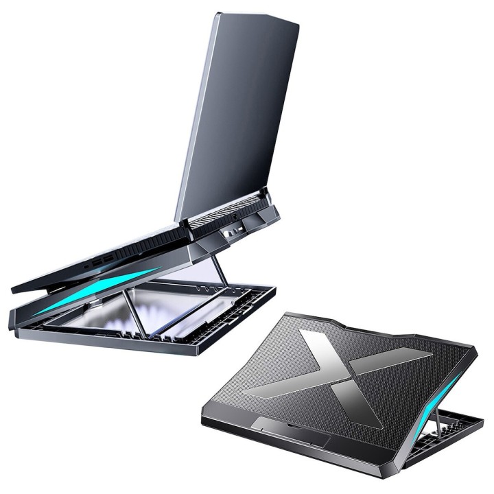 Q3 Laptop Cooling Pad Laptop Cooler 6 Height Levels Adjustable Notebook Computer Cooling Stand with 6 Cooling Fans 2 USB Ports
