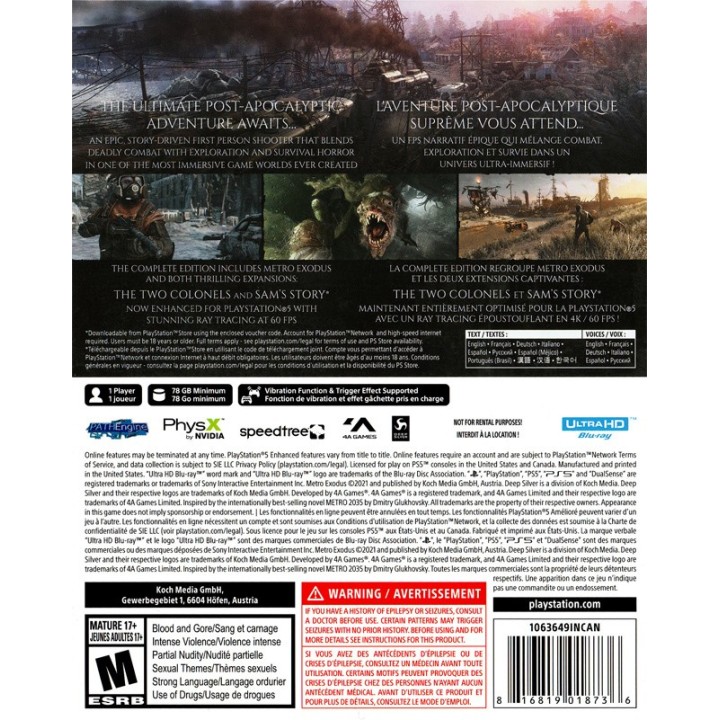 Metro Exodus Complete Edition PS5 Game