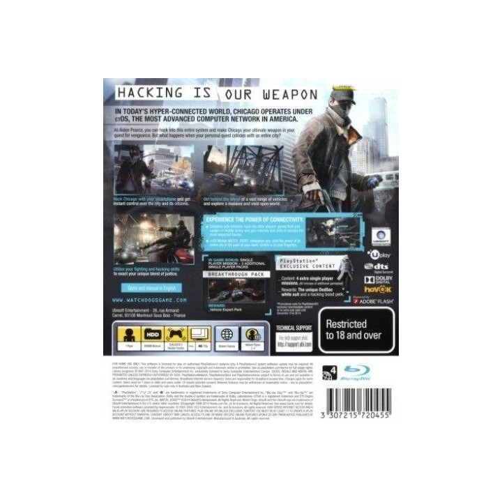 WATCH DOGS PS3 GAMES ESSENTIALS Used-Μεταχειρισμένο(BLES-01933/E)