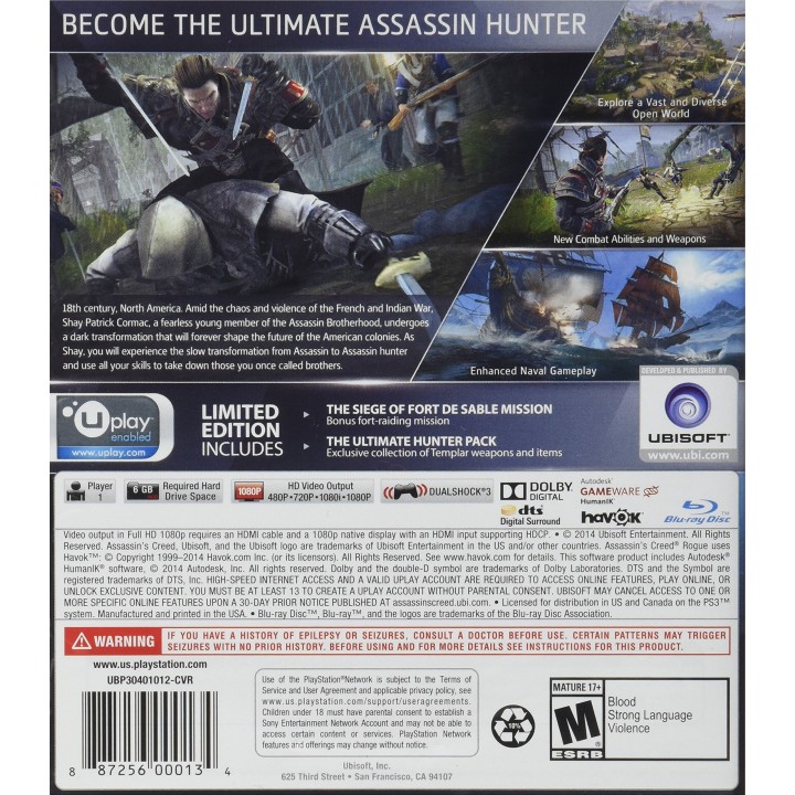 Assassin's Creed: Rogue PS3 Game Used-Μεταχειρισμένο(BLES-02062)