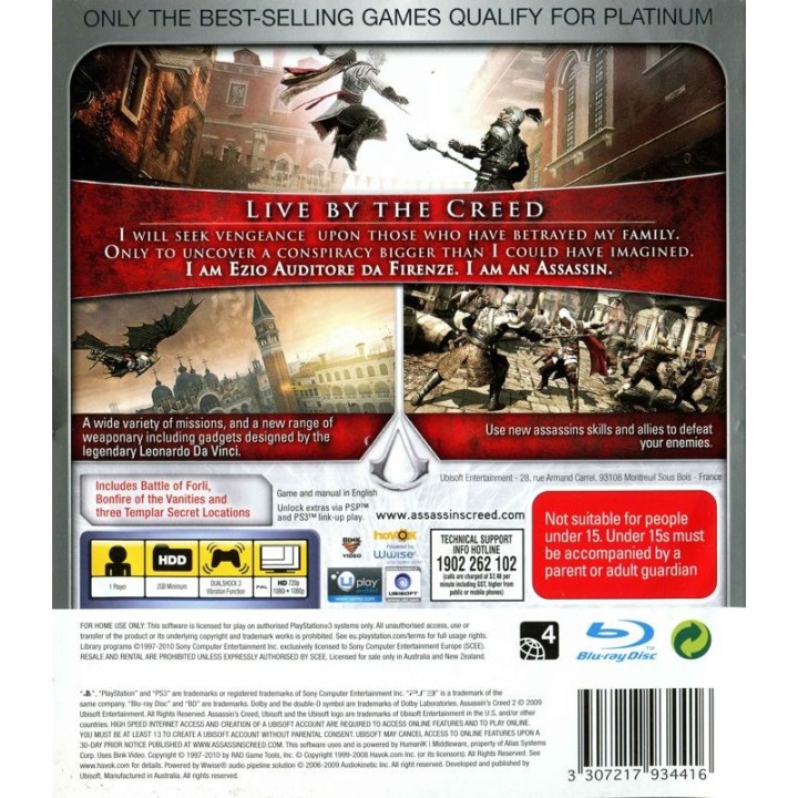 Assassins Creed PS3 GAMES PLATINUM Used-Μεταχειρισμένο(BLES-00158/P)