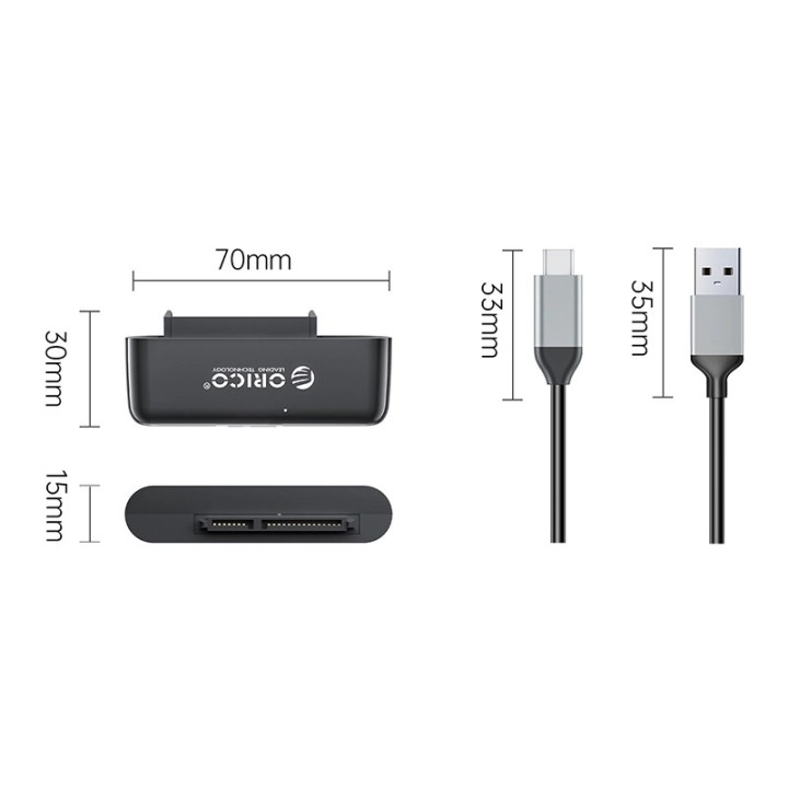 ORICO αντάπτορας USB-C σε SATA UTS3-3A, 5Gbps, καλώδιο USB, μαύρος