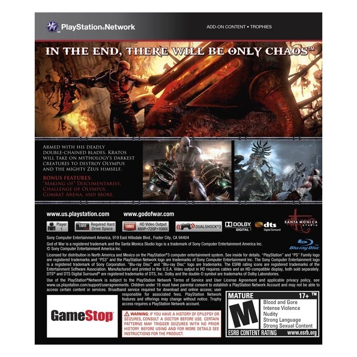 God of War III PS3 Game Used-Μεταχειρισμένο(BCES-00510)