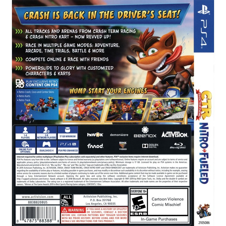 Crash Team Racing: Nitro-Fueled (Crash Glasses) PS4 Game