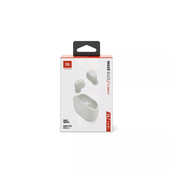 JBL Wave Buds Bluetooth Handsfree Ακουστικά με Θήκη Φόρτισης Λευκά