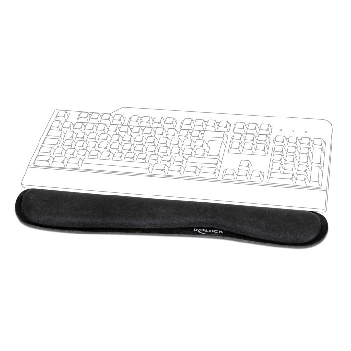 DELOCK στήριγμα καρπού για πληκτρολόγιο/laptop 12558, 20x85x465mm, μαύρο