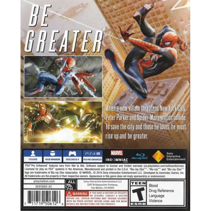 SPIDER-MAN PS4 GAMES (ΕΛΛΗΝΙΚΟΙ ΥΠΟΤΙΤΛΟΙ) Used-Μεταχειρισμένο(CUSA-11994)