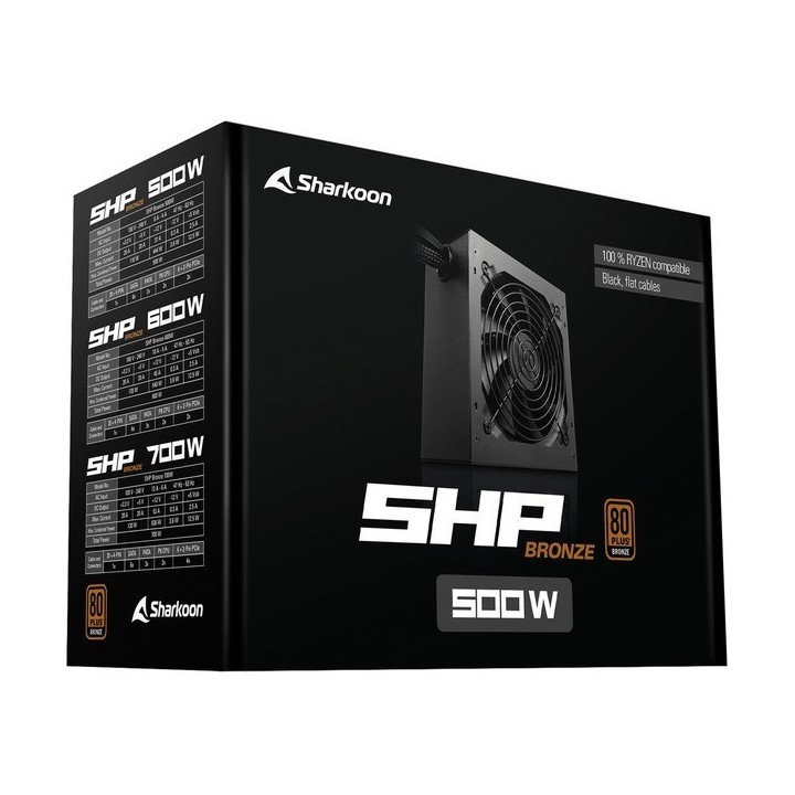 Sharkoon SHP 500W Power Supply Full Wired 80 Plus Bronze (22951377) (SHR22951377)