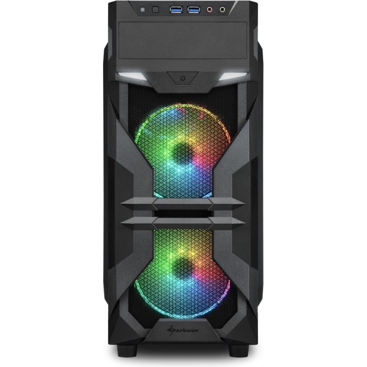 Sharkoon VG7-W RGB Gaming Midi Tower Computer Case Black (18198226) (SHR18198226)