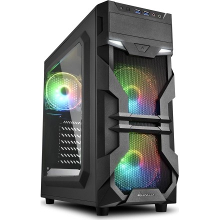Sharkoon VG7-W RGB Gaming Midi Tower Computer Case Black (18198226) (SHR18198226)