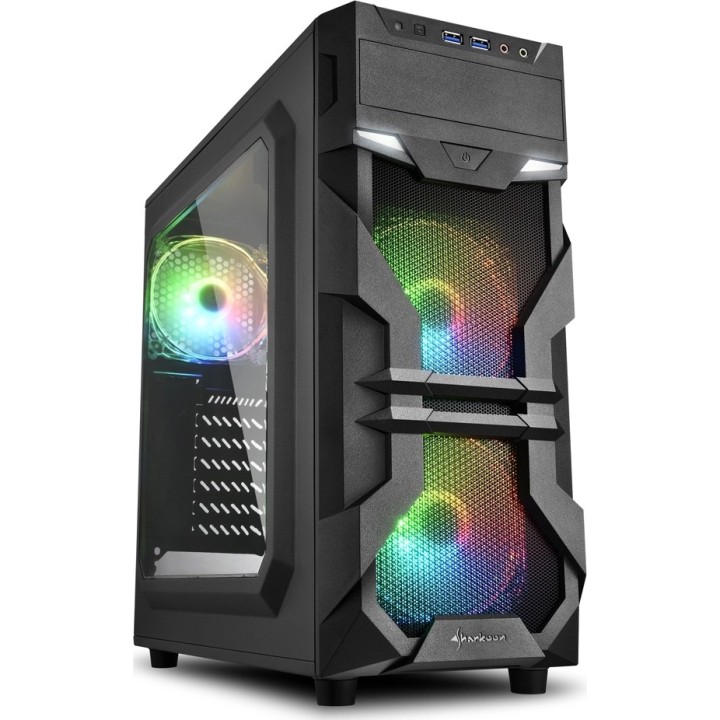 Sharkoon VG7-W RGB Gaming Midi Tower Computer Case Black (18198226) (SHR18198226)
