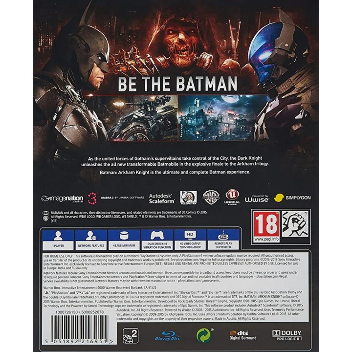 Batman Arkham Knight  PS4 GAMES(PLAYSTATION HITS)