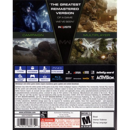 Call of Duty  Modern Warfare - Remastered PS4 GAMES