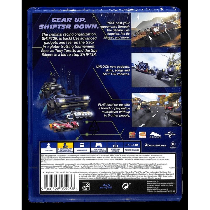 Fast & Furious Spy Racers Rise of SH1FT3R PS4 Game