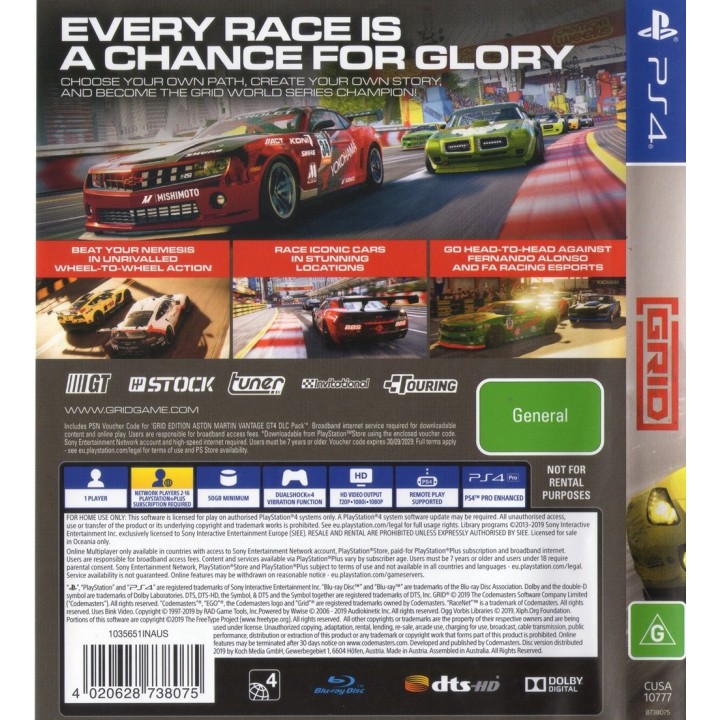 Grid (Day One Edition) PS4 GAMES