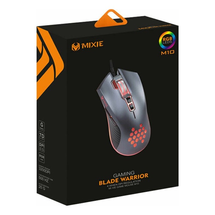 Ποντίκι Gaming Mixie M10, Οπτικό, 8D RGB, Γκρί ενσύρματο USB(728)